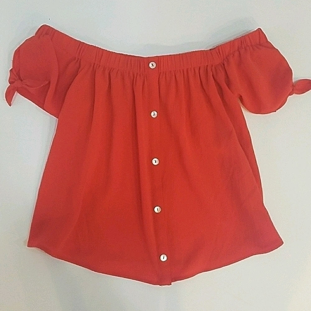Red-orange off the shoulder top sz XXS